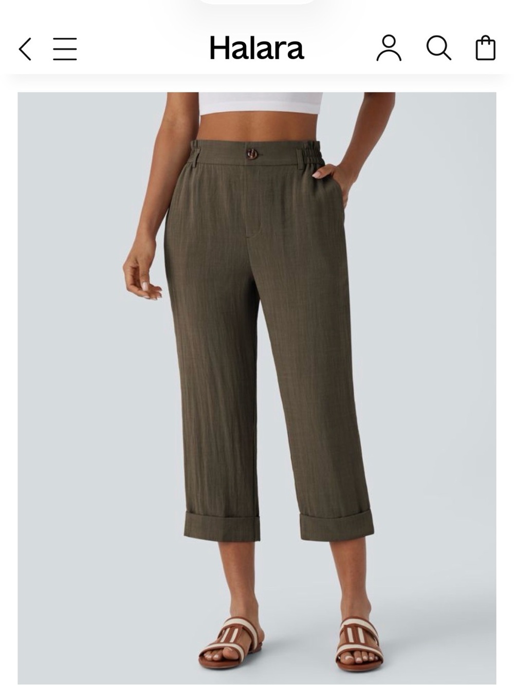 HALARA Cropped Olive Wide-Leg Capris